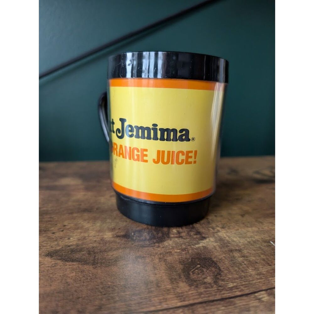 Vintage Aunt Jemima Advertising Mug Free Orange Juice Yellow Promo Cup - Picture 3 of 8